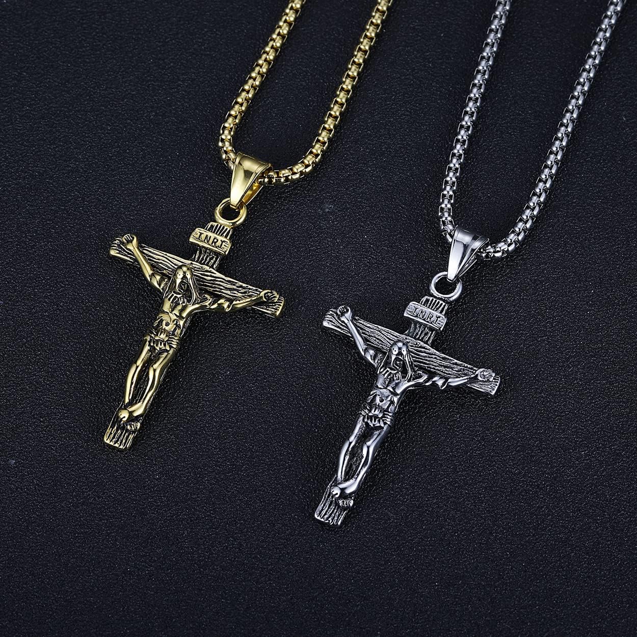 Rehoboth Jesus Christ on INRI Crucifix Cross Pendant Necklace for Teens Womens Mens with 24 Inch Stainless Steel Chain - Image 4