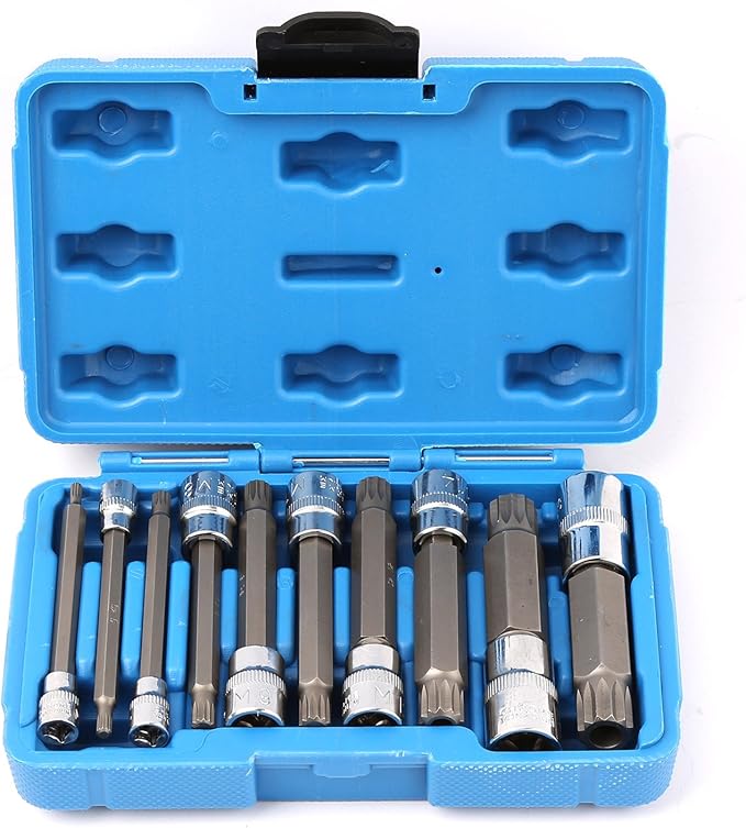 10Pcs XZN Triple Square Socket Kit Spline Socket Bit Set