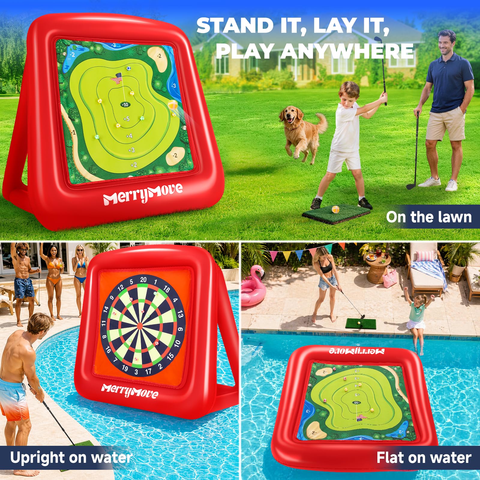 Diana de golf inflable gigante: objetivo de 6.5 pies para diversión en el patio trasero y la piscina