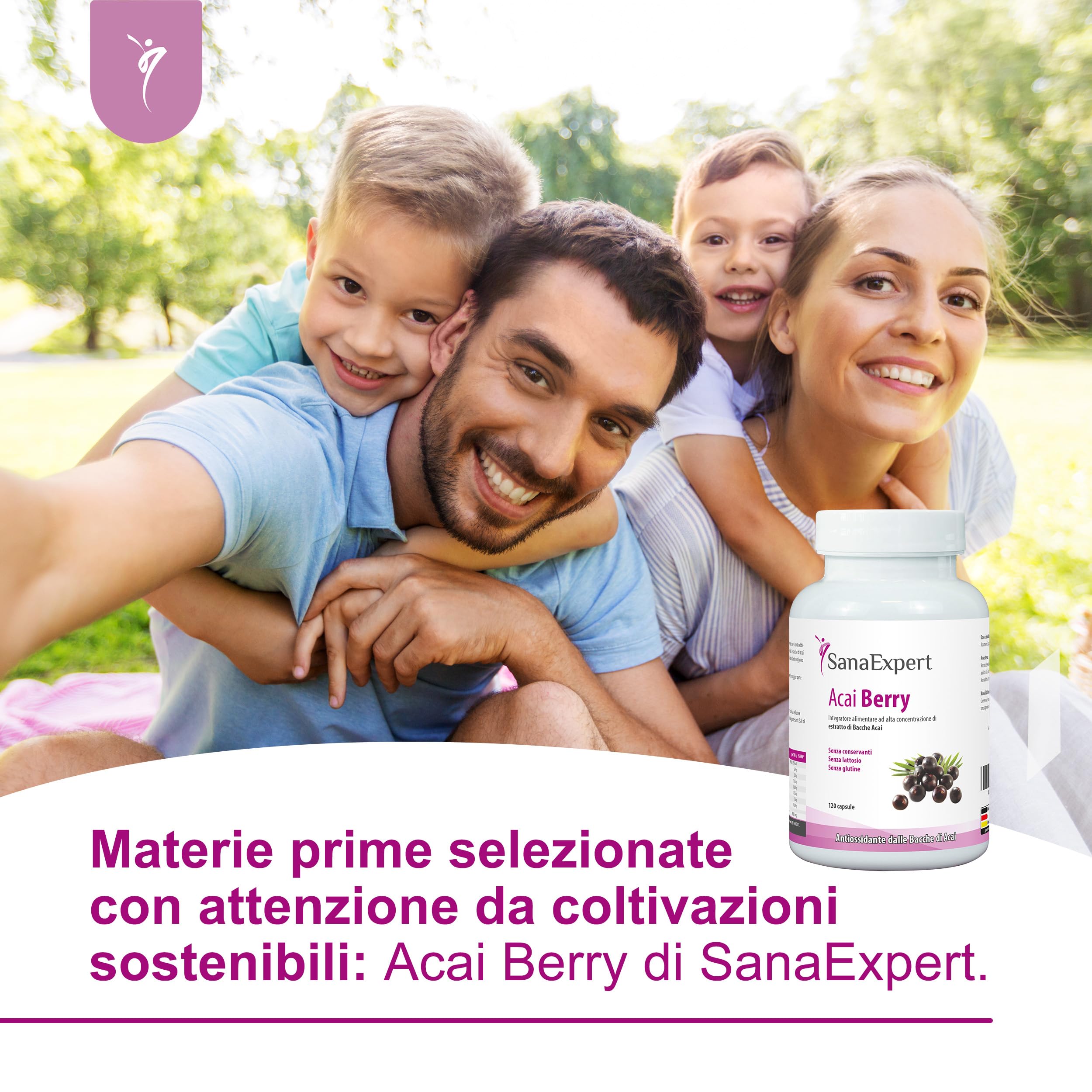 SanaExpert Acai Berry - Integratore Alimentare Naturale con Estratto Puro di Açaí - Ricco di Antiossidanti - Adatto ai Vegani, Senza Glutine, Senza Lattosio - 120 Capsule - Prodotto in Germania