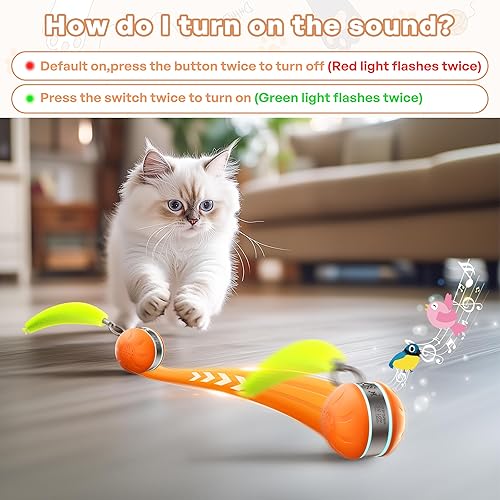 Miniatura 2 de Juguetes interactivos para gatos de interior con 3 colas de ratón, juguete eléctrico para gatos con sonidos de canto de pájaro, movimiento giratorio