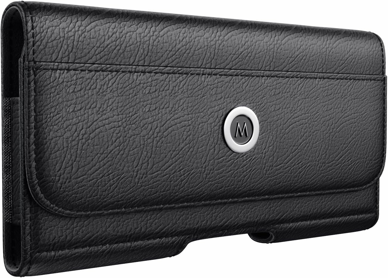 Meilib Pixel 2 Belt Clip Case - Leather Holster Pouch with Belt Holder and Clip Loop, Universal Google Pixel Phone Horizontal Sleeve with Wallet ID Card Slot (Works w/Slim Thin Cover on), Black