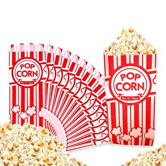 Paper Popcorn Bags Bulk, Pack of 300 1 oz Popcorns Bag for Pop corn Machine, Small Pop corn Bag Individual Servings for Movie Nights, Carnival Party