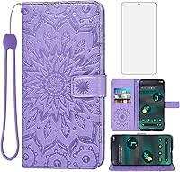 Vista 9 de Asuwish Funda de teléfono para Google Pixel 6A 5G 2022 con protector de pantalla de vidrio templado y piel de girasol, funda delgada con tapa