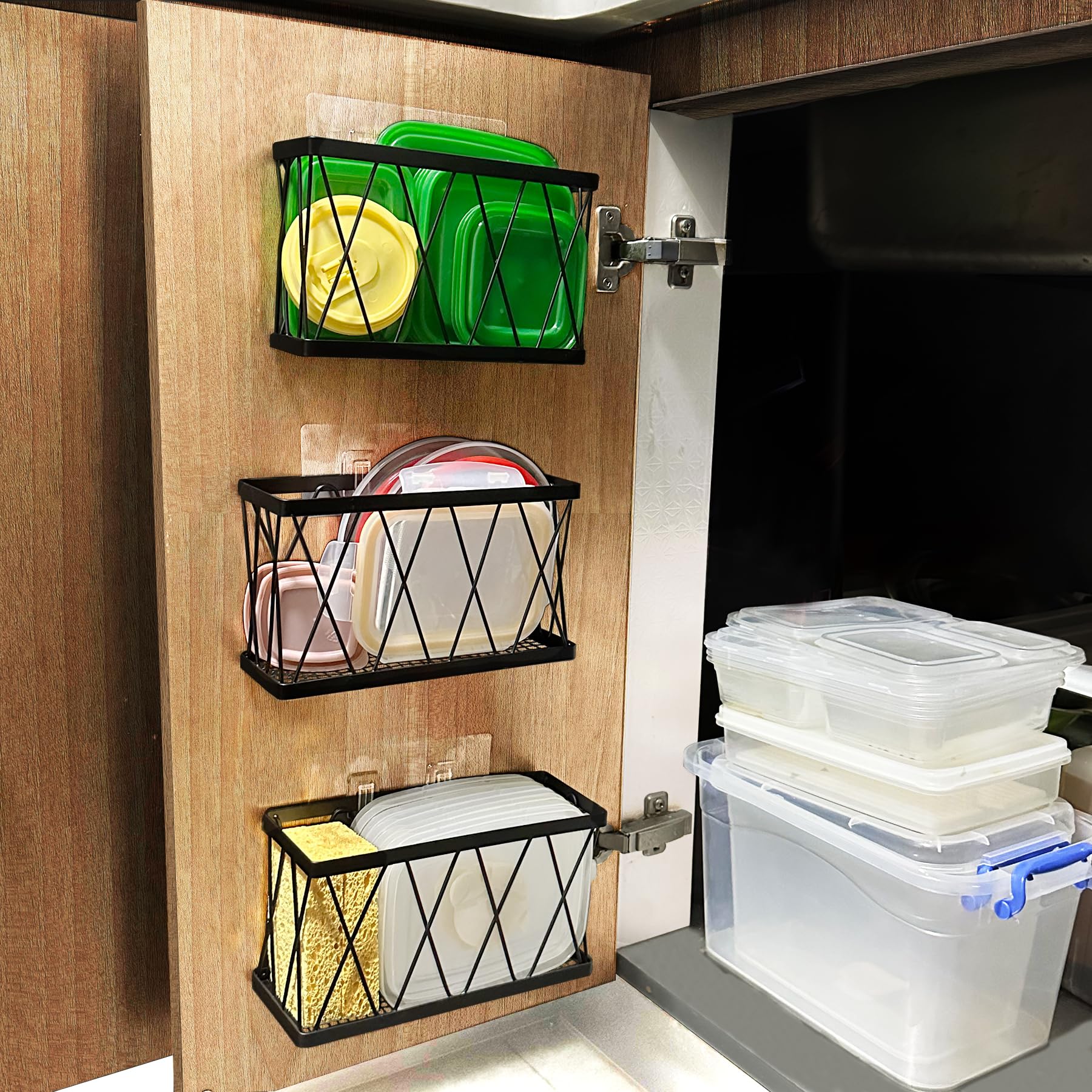 Amazon.com: Rise age Tupperware Organizer for Cabinet, Adhesive