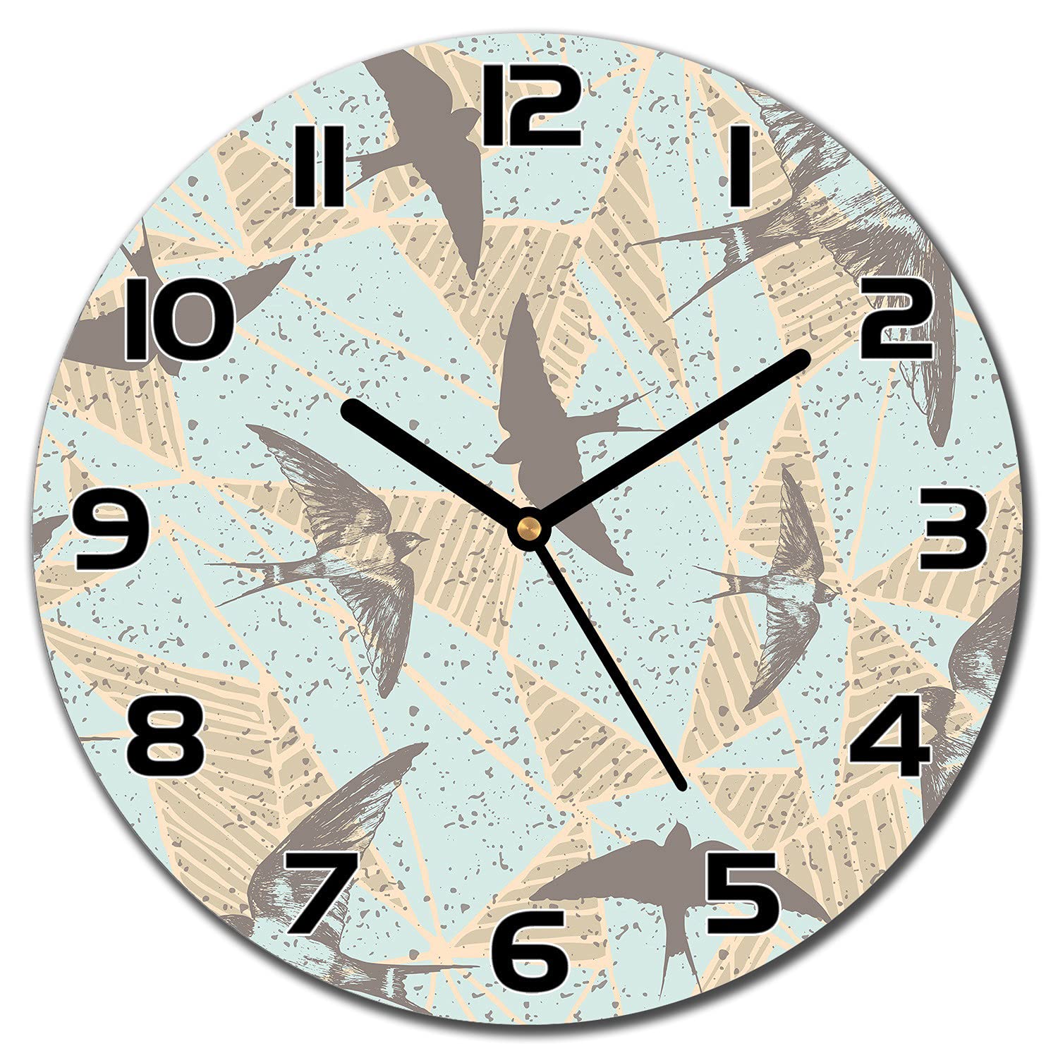 Horloge en verre 30 cm cuisine et salon moderne triangles volantes