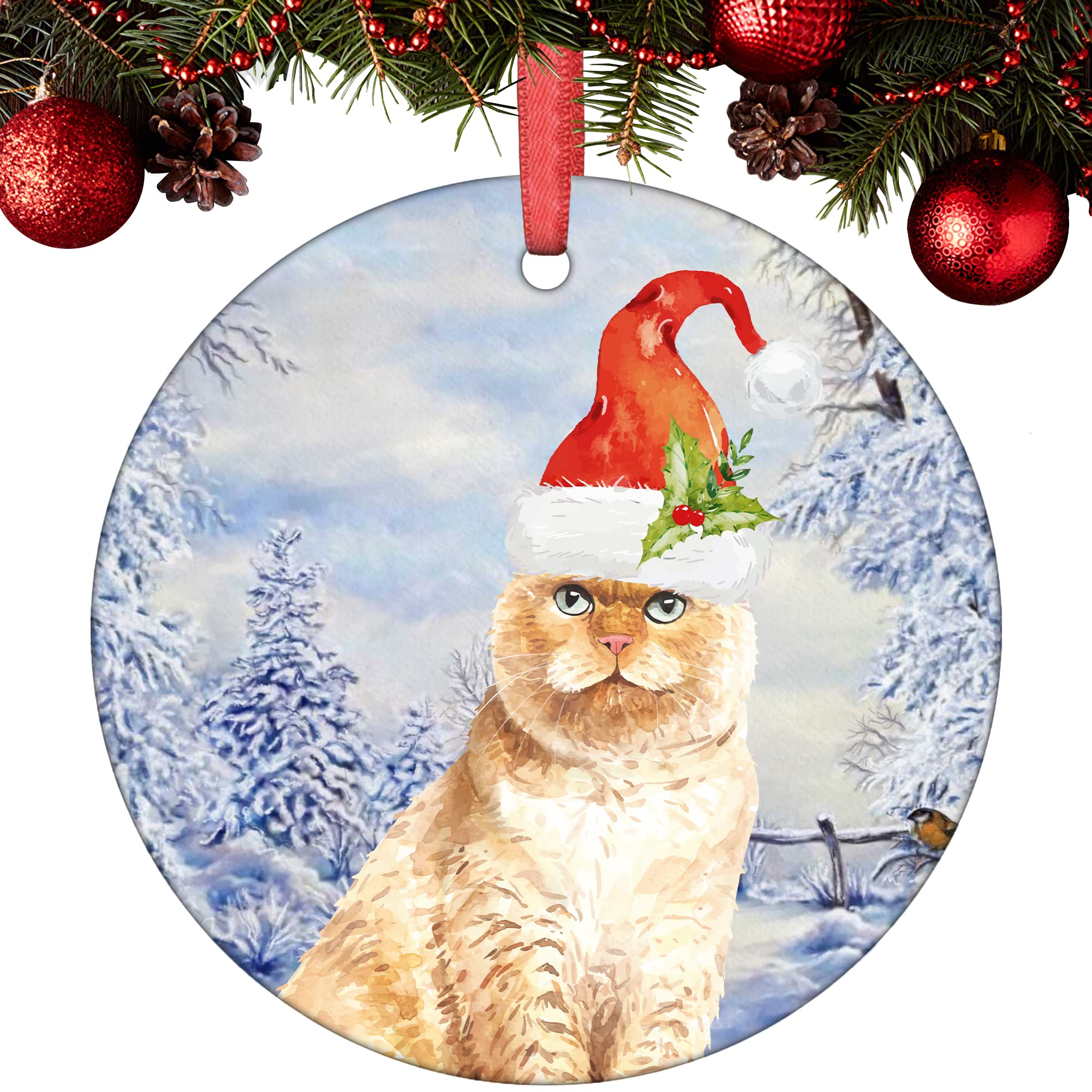 Scottish Fold Cat Christmas Ornaments Scottish fold cat ornaments Santa Cat Christmas Tree Decorations Xmas Cat Ornaments for Christmas tree Christmas Ornament Christmas Decorations Holiday Pet Gifts