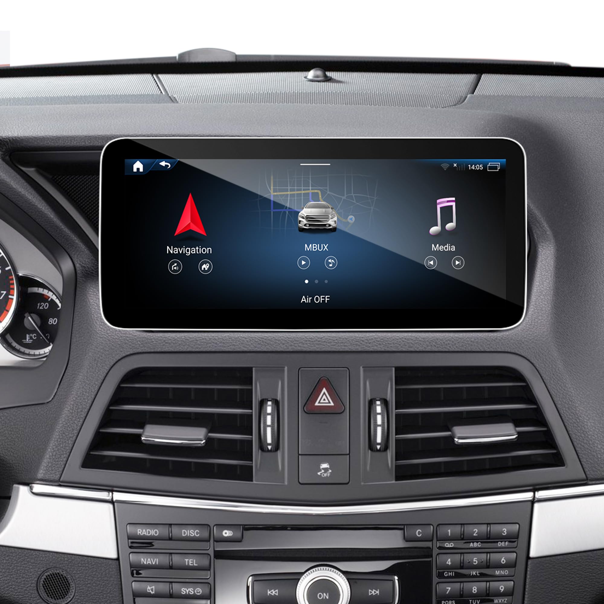 Najlepszy ekran Android 12.3 do Mercedesa klasy E NTG 4.0 C207 A207 W207 CarPlay Android Auto Full (podzielony) ekran Mirroring App Netflix YouTube Spotify Wi-Fi Navigation Waze Vehicle Cameras (128