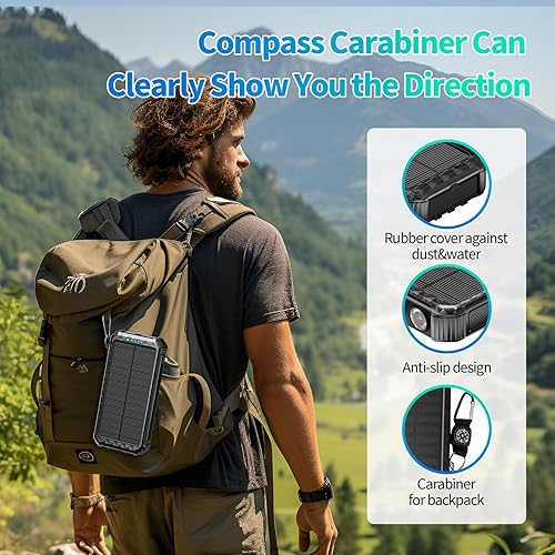 Miniatura 3 de Cargador solar portátil de batería batería de 46800 mAh con 3 cables integrados de 15 W, carga rápida de 4 salidas para todos los dispositivos