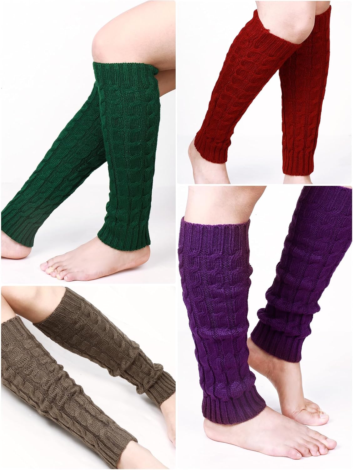 Geyoga 12 Pairs Women Leg Warmers for Winter, Cable Knit Knee High 80s Plus Size Leg Warmers for Boot Yoga Socks Ballet Dance(Multi Colors)