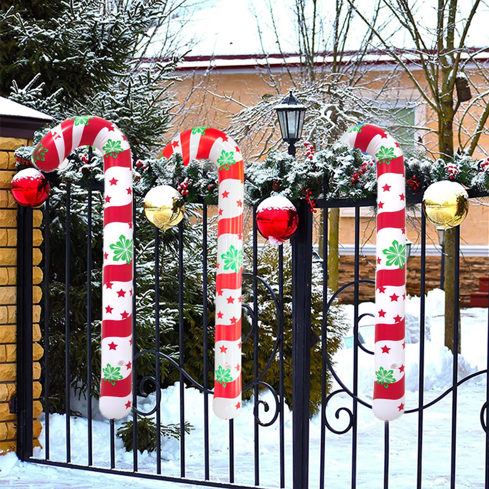 6 Stück Aufblasbare Zuckerstangen 90cm Aufblasbare Zuckerstangen Haustür Zuckerstangen Aufblasbarer Lutscher Groß Weihnachten Zuckerstange für Outdoor Haustür Innenbereich Weihnachtsdekorationen