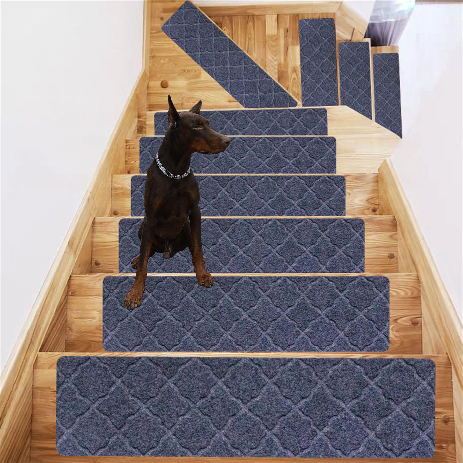 Lot de 15 tapis d'escalier autocollants, antidérapants, amovibles et réutilisables, idéal pour enfants, personnes âgées et animaux domestiques (gris foncé classique)