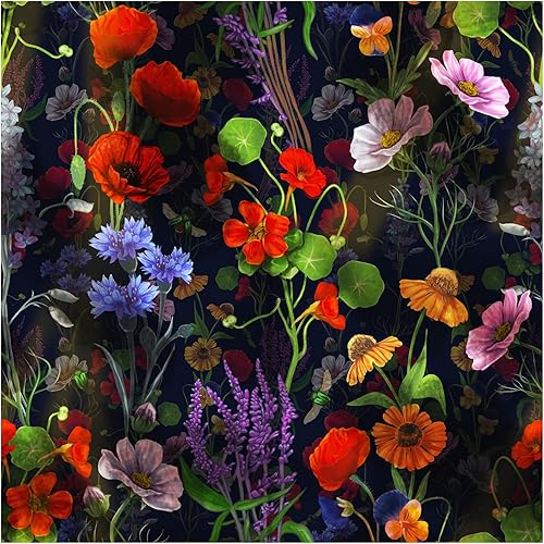 Floralplus Peel and Stick Wallpaper Floral Removable Vintage Floral Wallpaper for Bedroom Bathroom Peel and Stick Wallpaper Boho Friendly Wallpaper Contact Floral Wallpaper 17.7 * 118in