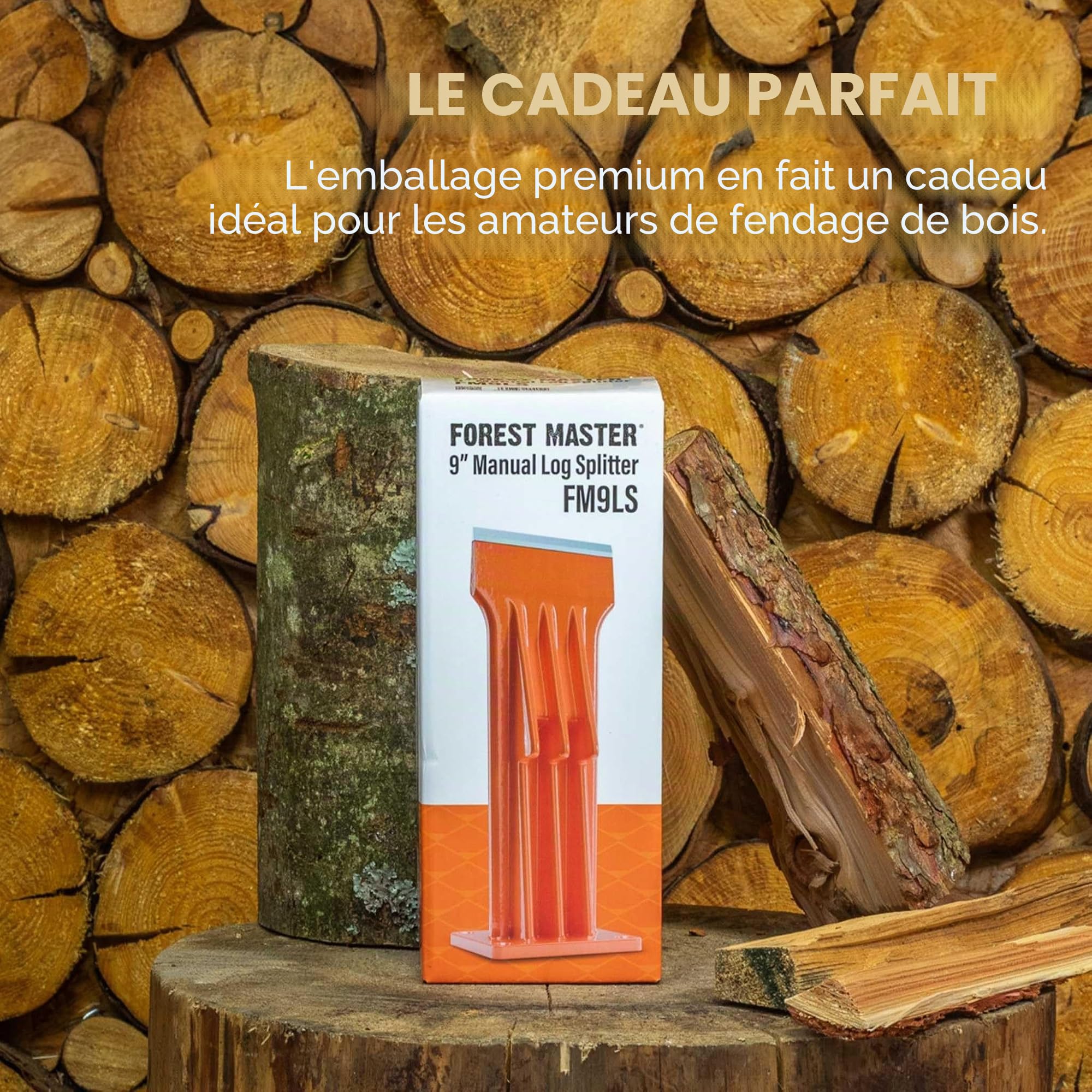 FM9LS Fendeur manuel de bûches de 22,9 cm monté sur la base – Fendeur de bois de chauffage et de petit bois – Léger, portable et sûr pour fendre le bois efficace et précis – Aucune alimentation