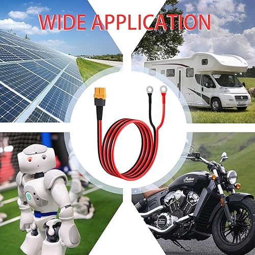 Miniatura 6 de XT60 - Cable terminal de anillo tórico, cable conector hembra XT60 de 12 AWG a anillo O con cable puro estañado para batería RC, estación de energía