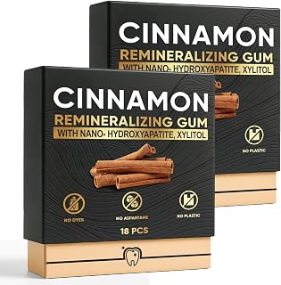 Cinnamon Remineralizing Gum with Nano Hydroxyapatite, Sugar-Free Xylitol and Tree Sap Blend for Daily Oral Freshness, Chewing Gum for Advanced Enamel Protection, No Gluten (2)