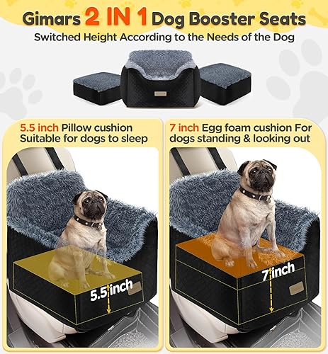 Miniatura 2 de Gimars Asiento de automóvil resistente de espuma gruesa para perros pequeños con correa de clip ajustable de seguridad, desmontable, lavable,