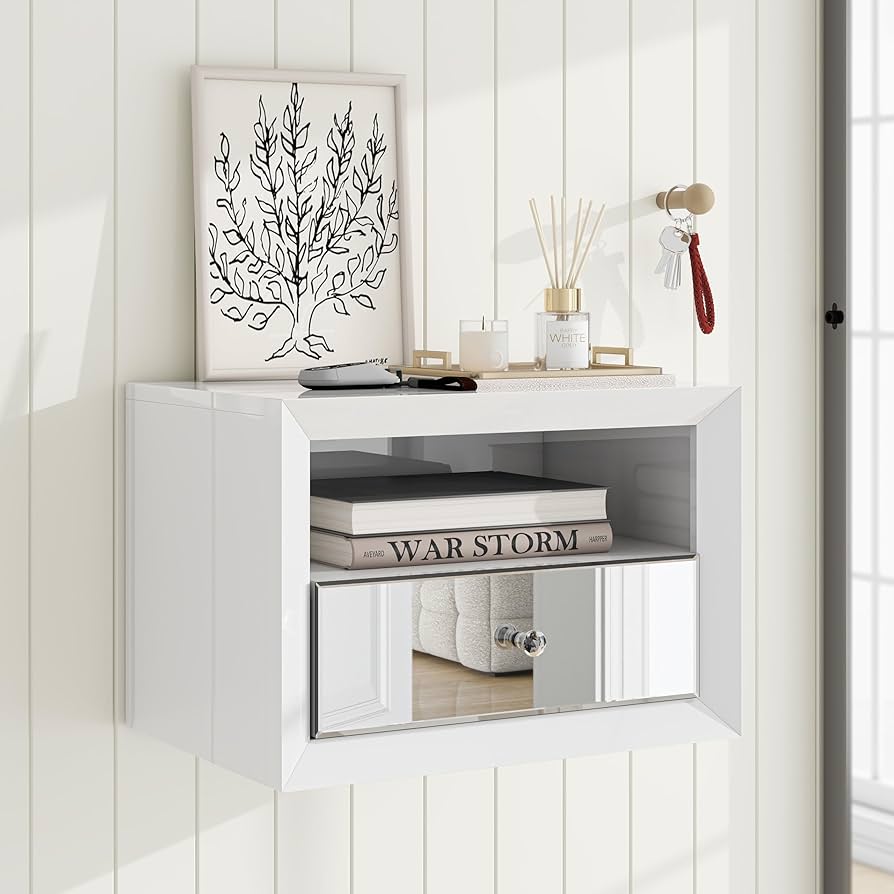 クリスタル付きミラーナイトスタンド BEDSIDE TABLE クリスタル付きミラーナイトスタンド BEDSIDE TABLE Amazon.com