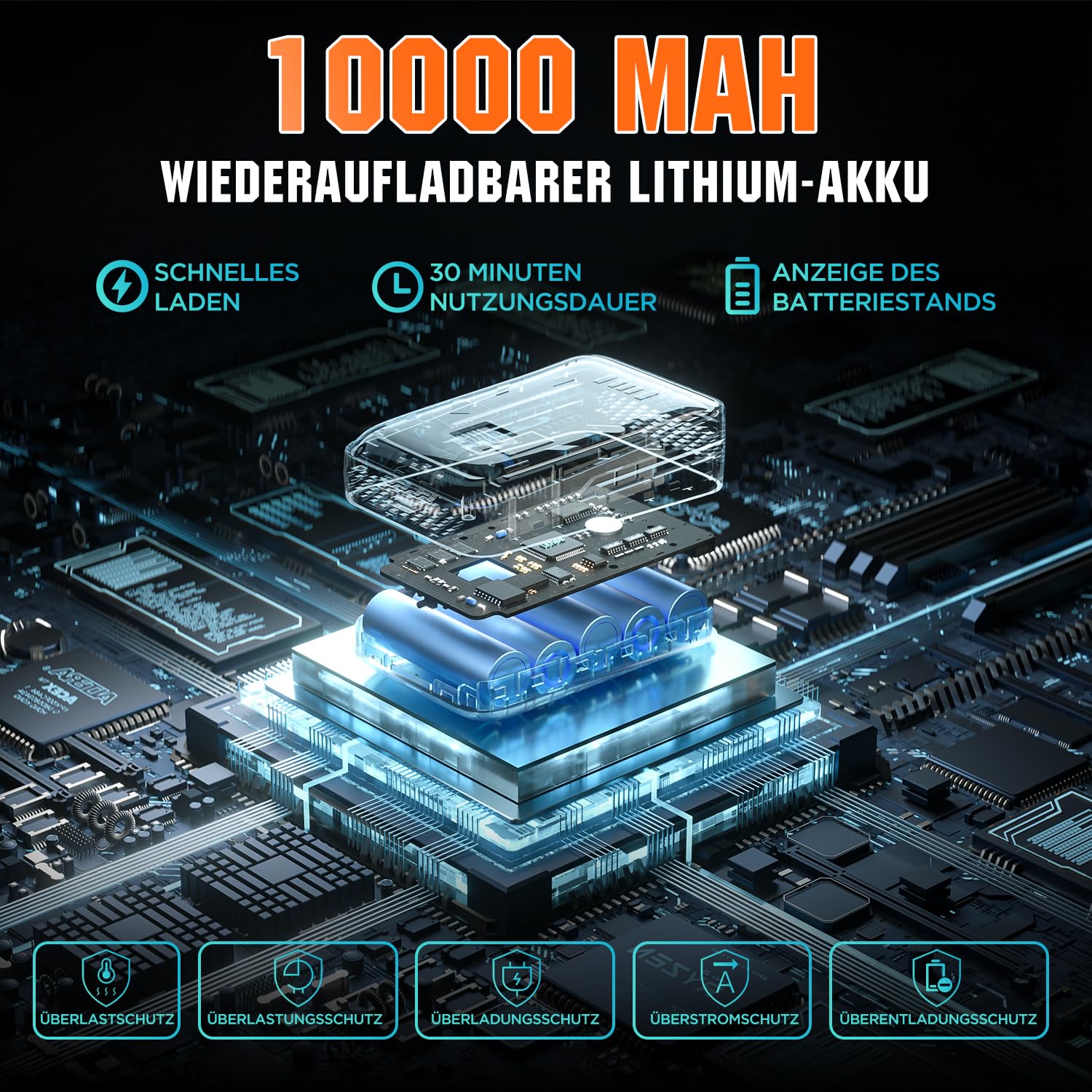 Litheli Mini Kettensäge mit Akku 20V, 6 Zoll Akku Handkettensäge mit 10.000 mAh Akku, Einstellbare Kettenspannung, Sicherheitsverriegelung, Kleine Akku Kettensäge für Gartenscheren Holzschneidenz