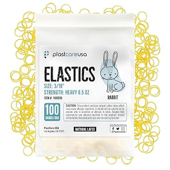 1000 3/16" Rabbit, Heavy 6.5 Oz Orthodontic Latex Elastic Rubber Bands for Braces - Multi-Size Dental Elastics Kit, Heavy-Duty Ortho Bands for Gap Closure & Teeth Alignment 10 Bags of 100