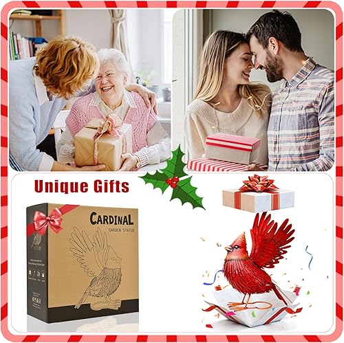 Miniatura 2 de Decoración de jardín cardenal regalos de arte de metal para patio esculturas y estatuas de jardín gran pájaro rojo para decoración al aire libre