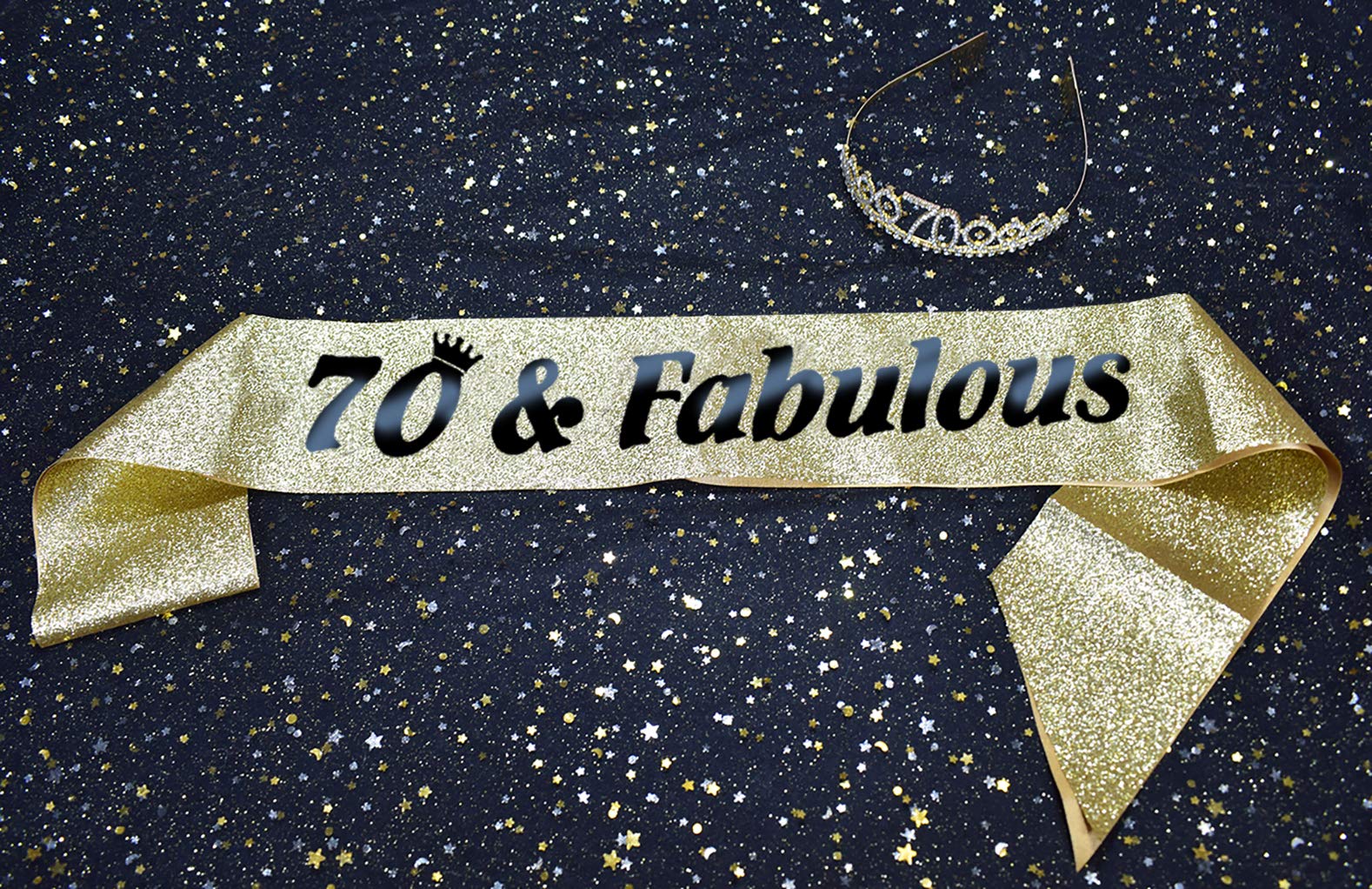 Amazon.com: 70th Gold Birthday Tiara and Sash Happy 70th  display picture 3