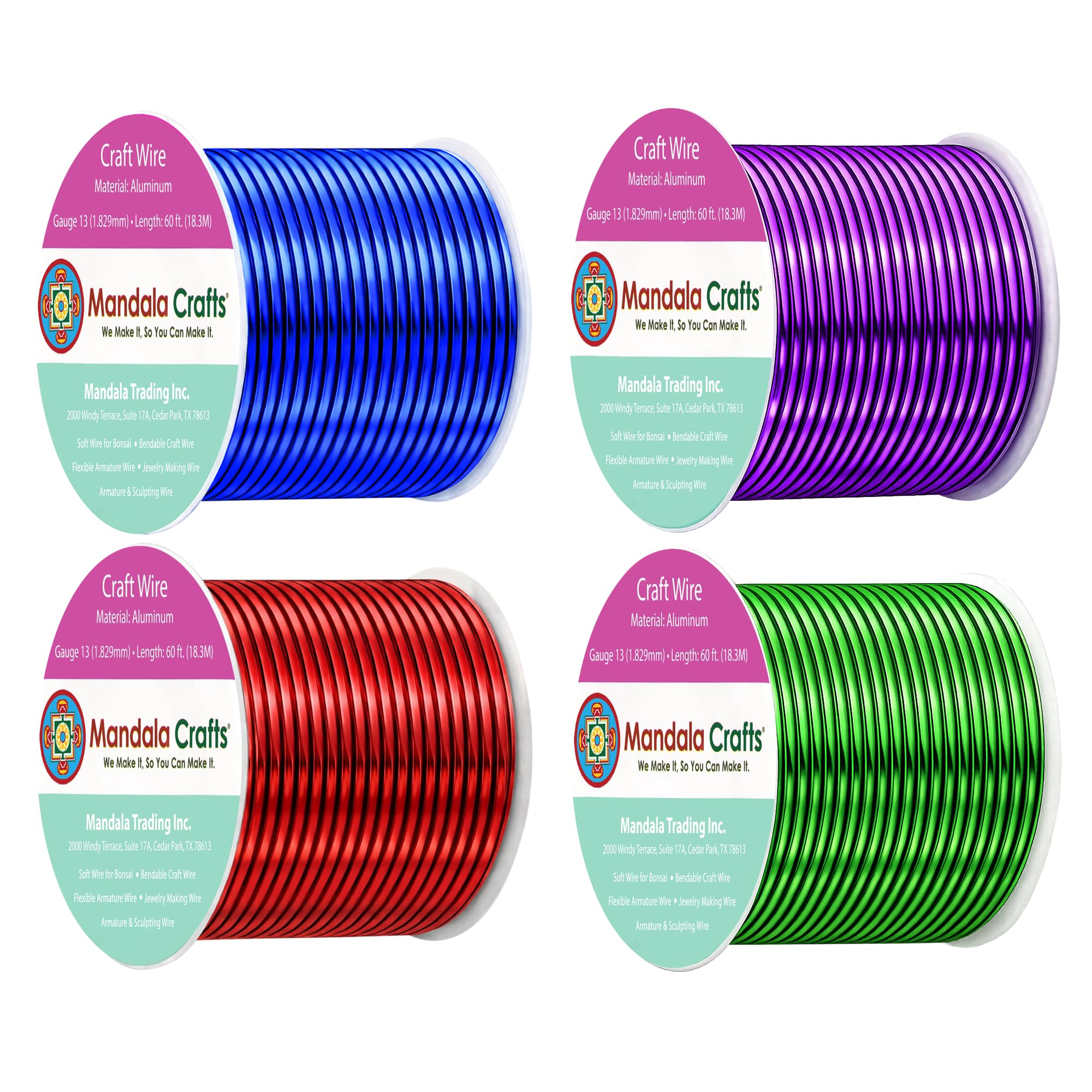Mandala Crafts 13 Gauge Rainbow Anodized Aluminum Craft Wire, 240 FT
