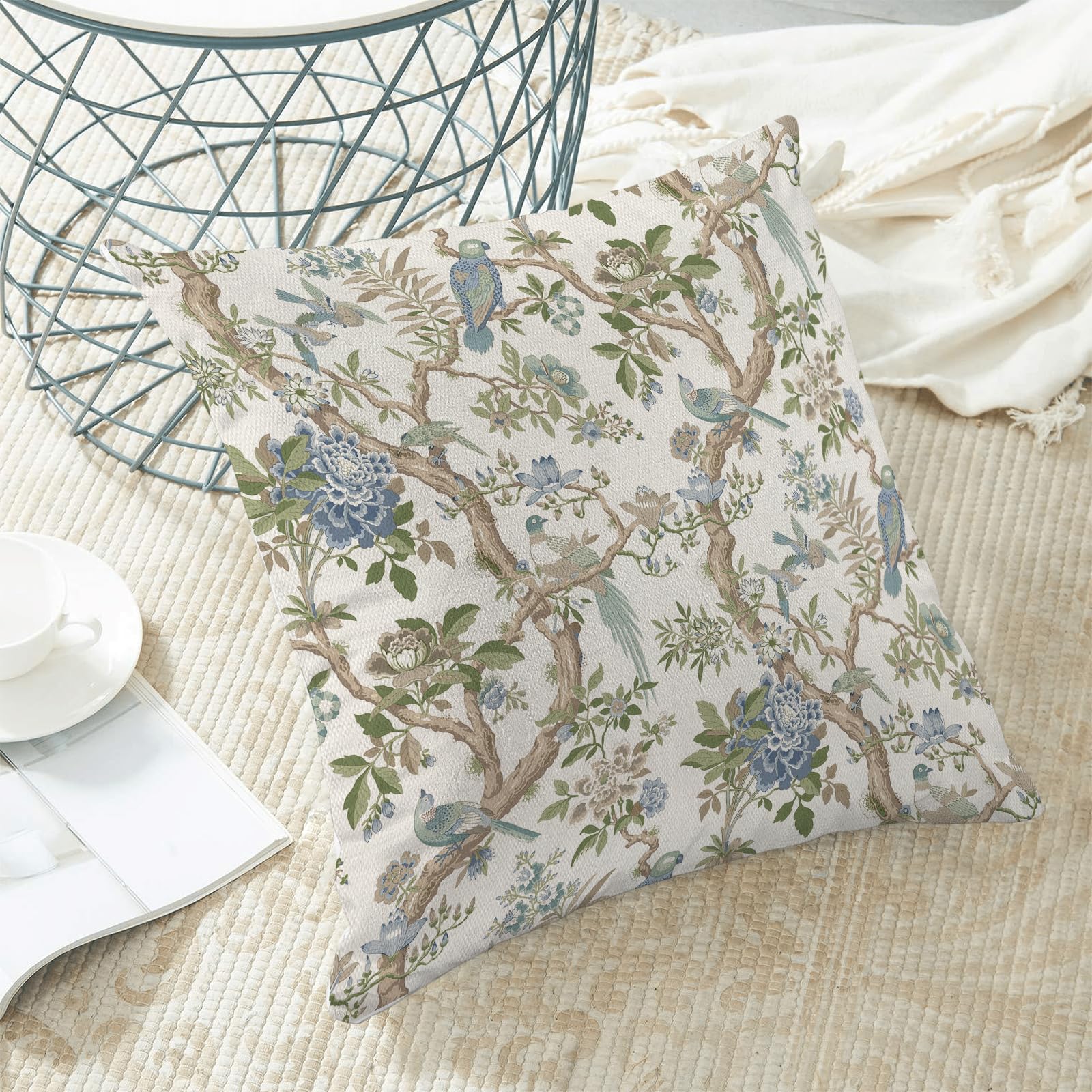 Aytipun Set di 2 federe per cuscini, 50 x 50 cm, stile vintage, floreale, rustico, antico, con stampa floreale, decorative, per esterni, per divano, letto