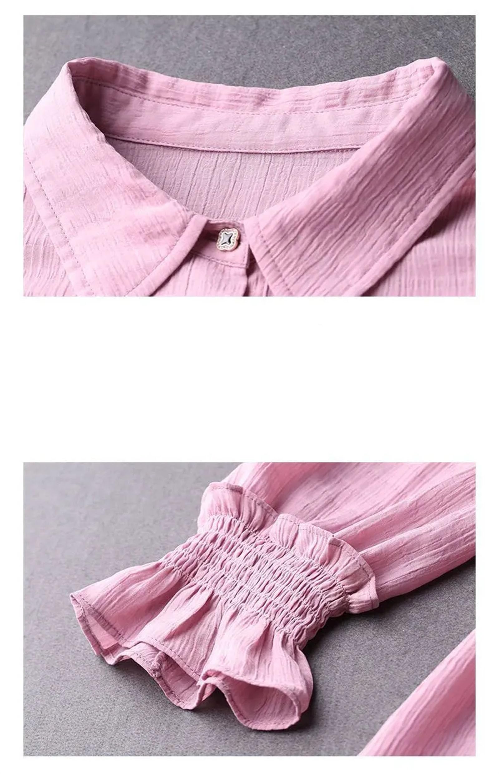 Camicette da donna primaverili allentate con bottoni per le donne con volant impiombate a maniche lunghe per ufficio e lavoro camicette top