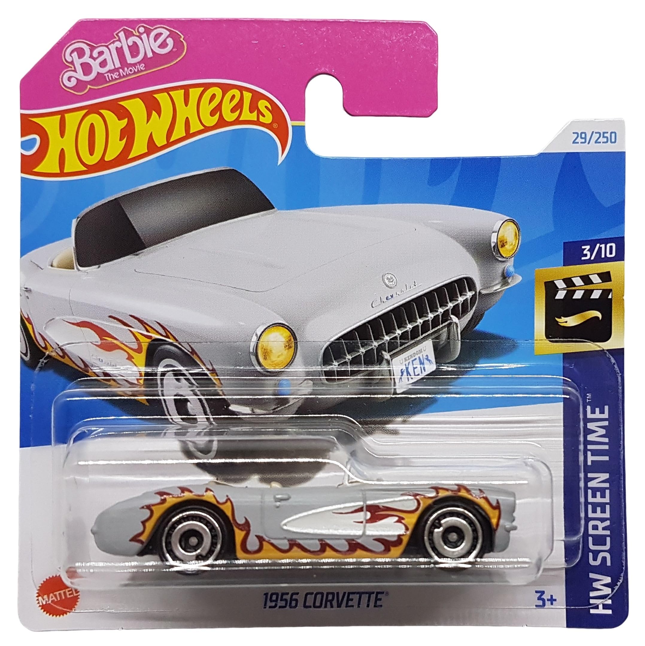 Hot Wheels - 1956 Corvette - HW Screen Time 3/10 - HTB37 - Short Card - Barbie The Movie - Mattel 2024