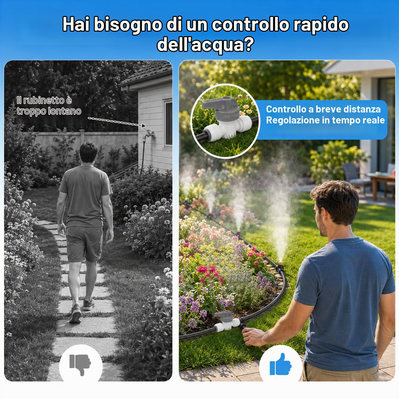 Sistema di nebulizzazione da giardino, 18 m, nebulizzatore di raffreddamento per terrazza, con 25 ugelli e fascette, sistema di raffreddamento nebulizzato, impianto di nebulizzazione dell'acqua