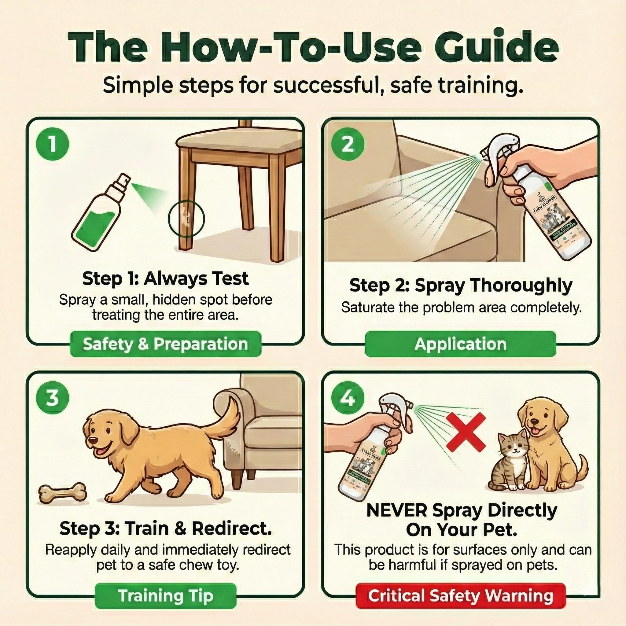 Stray Paws Chew Stopper Anti-Chew & Scratch Spray for Dogs and Cats | Professional Strength Bitter Deterrent & Scent Repellent | Pet-Safe Furniture | Alcohol-Free, Non-Staining | 200ml 4