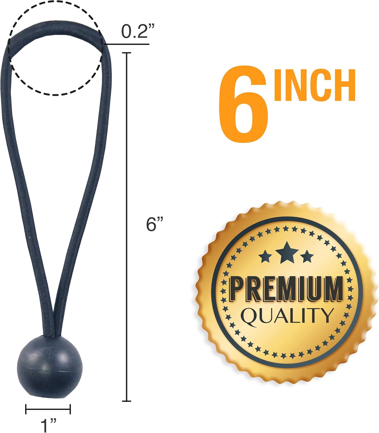 uComforts Premium Black Ball Bungee Cords, Quality 25 Pack of 6 inch Black UV Treated Cord, New Ball Bungee, Bungee Loop with Ball, Ball Bungee Cord, Tarp Bungee Cords (6 inch)