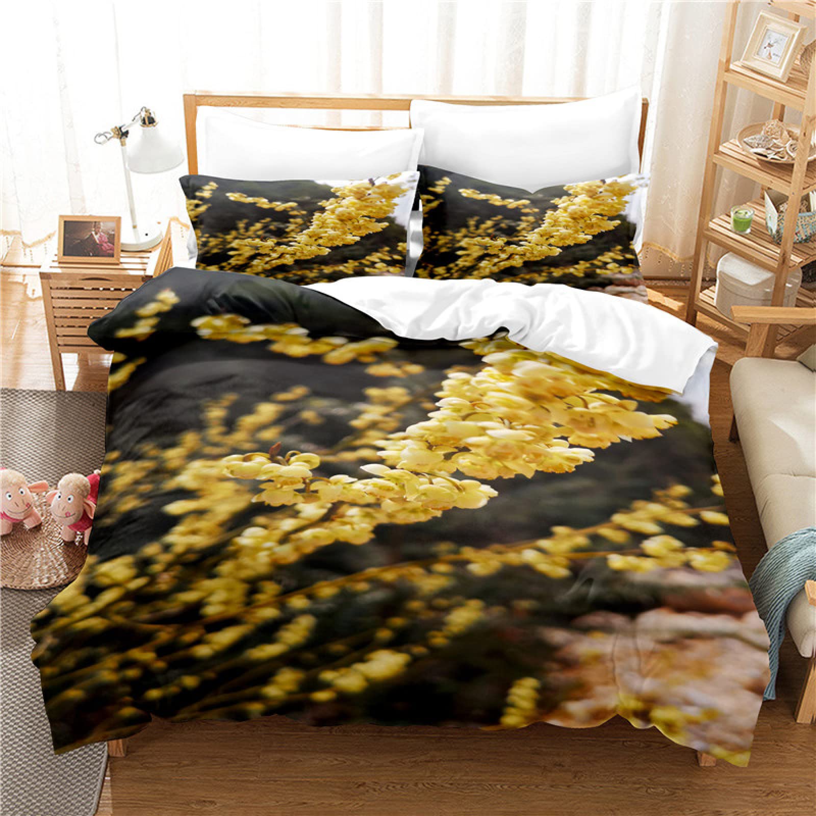 Housse de couette 140x200 douce en microfibre noire avec fermeture éclair ado