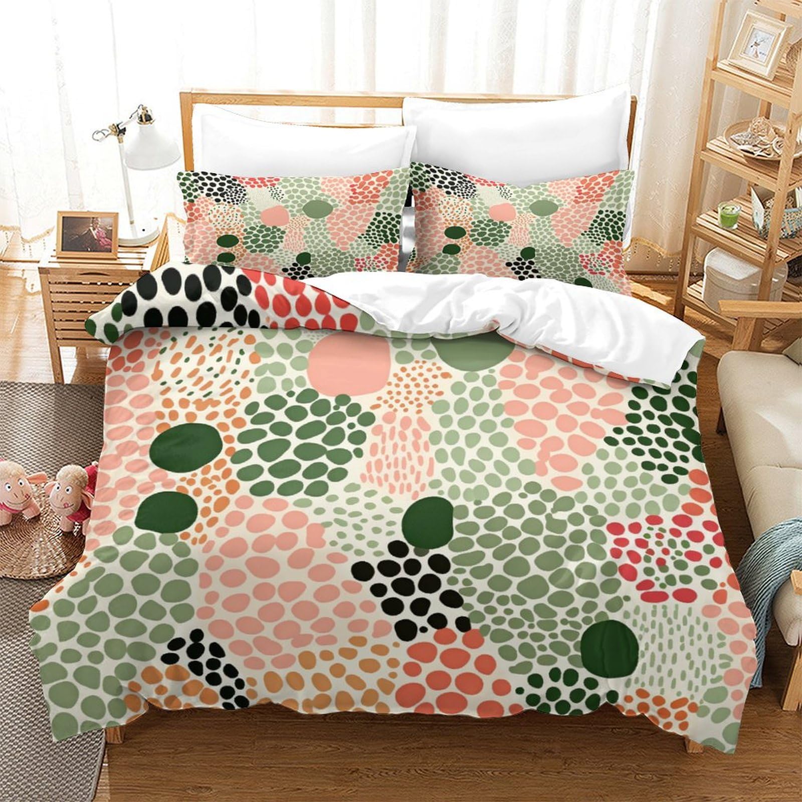 P1S9U7W5Y 3D Printed Abstract Dots Microfiber 3pcs Duvet Cover Set Polka Dot Bedding Set King