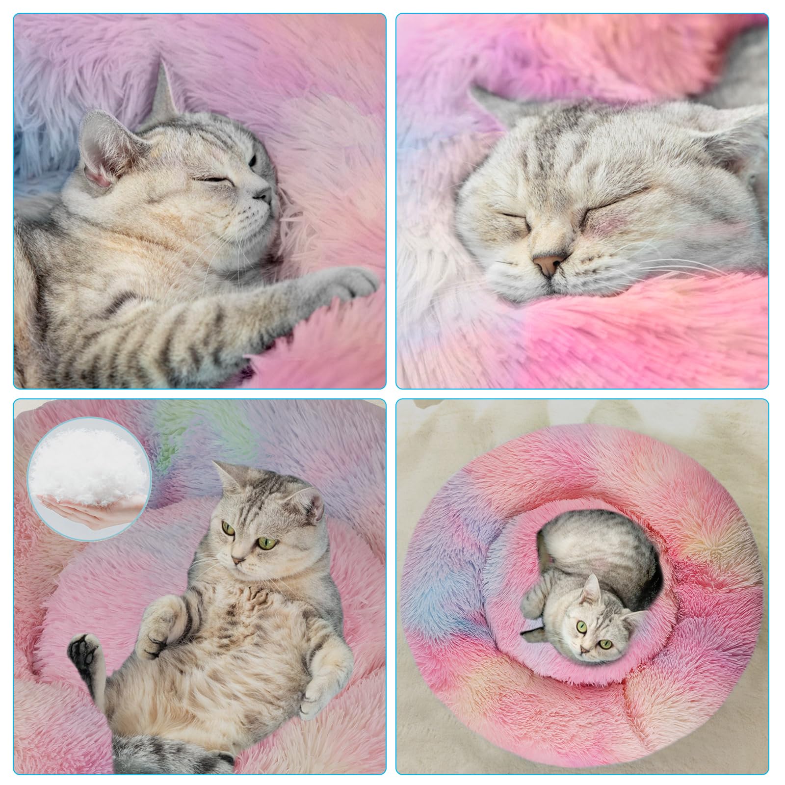 Nisrada Cuccia per gatti da interni, 60 cm, per cani di piccola taglia, lavabile, rotonda, per cuccioli e gattini, con fondo antiscivolo