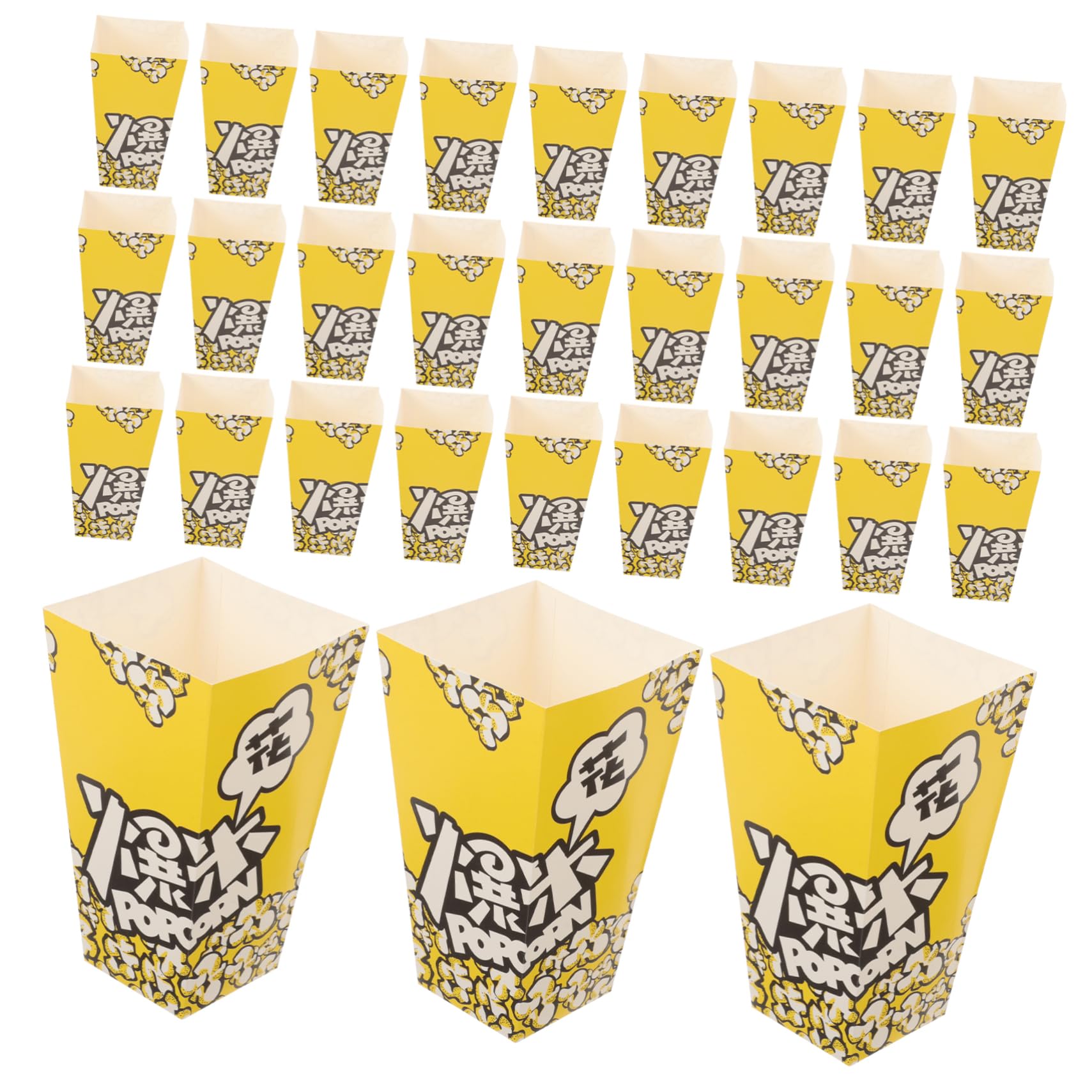 PartyKindom Scatole per Popcorn in Carta Gialla 100 Pezzi in Cartone Bianco