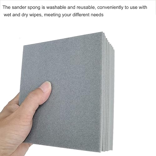 Miniatura 4 de Juego de 10 esponjas de lijado de grano 400 de 4.5 x 5.5 pulgadas, láminas de esponjas de lijado de manos húmedas o secas, bloque de arena de espuma