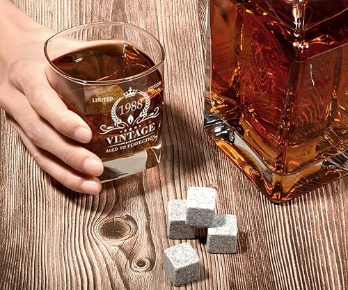 Miniatura 6 de Triwol Regalos de cumpleaños número 35 para hombres, vaso de whisky vintage 1988, divertido regalo de cumpleaños 35 para marido, novio, hermano,