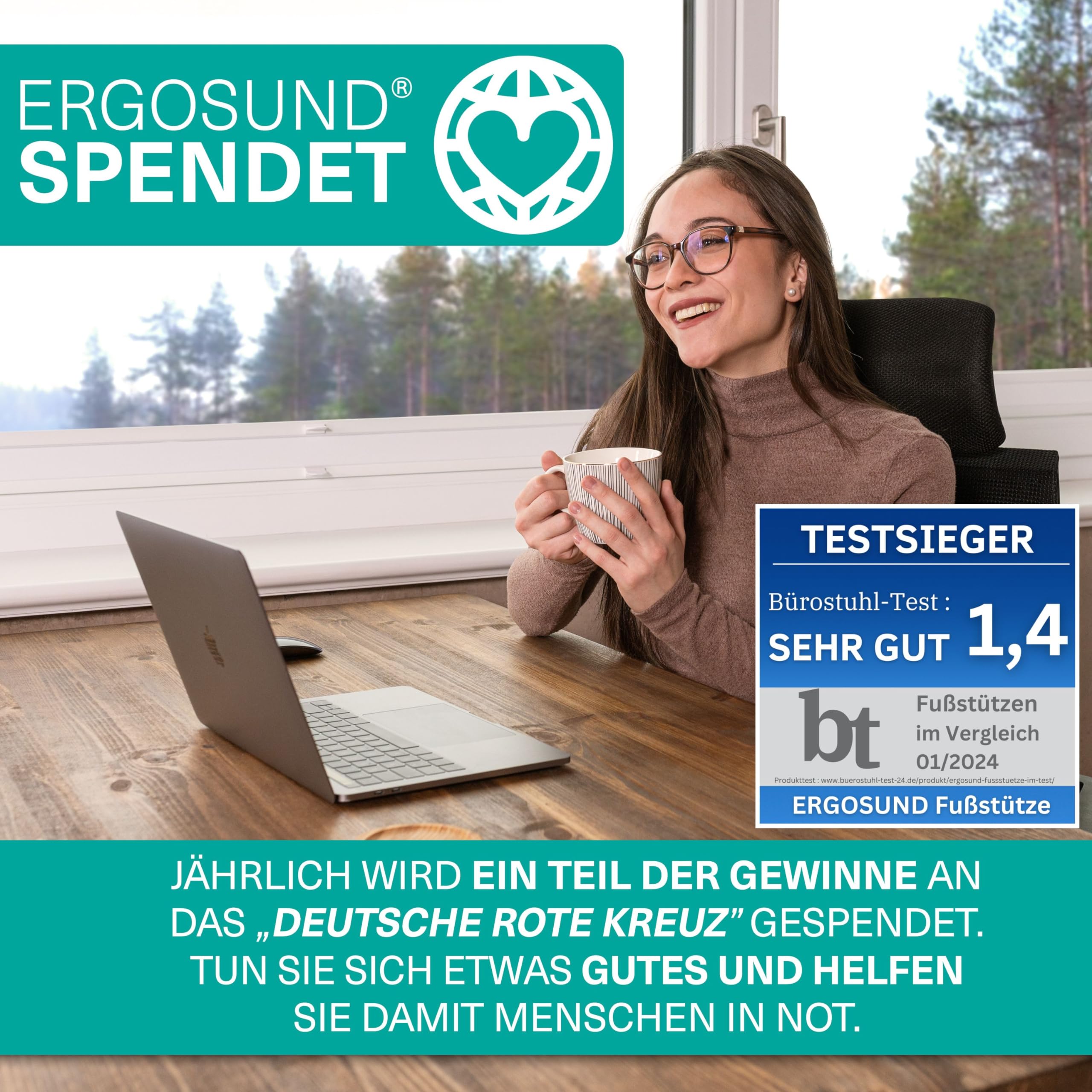 ERGOSUND Fußstütze Schreibtisch TESTSIEGER Premium Schaumstoffkern Höhenverstellbare Fußbank rutschfest Ergonomische Fußablage Homeoffice Büro Zubehör