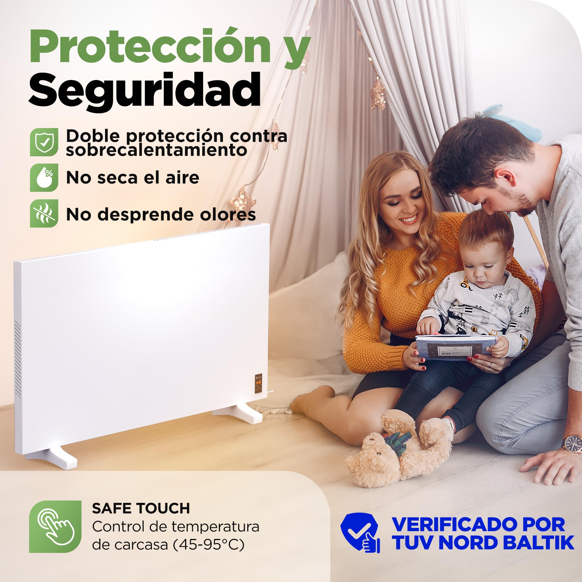 Termoplaza Radiador Electrico WiFi Bajo Consumo 1100 Vatios hasta 28m2 | Infrarrojo Calefaccion - Convector Electrico Bajo Consumo - Calefactor Bajo Consumo Electricos Paneles Calefactores Pared