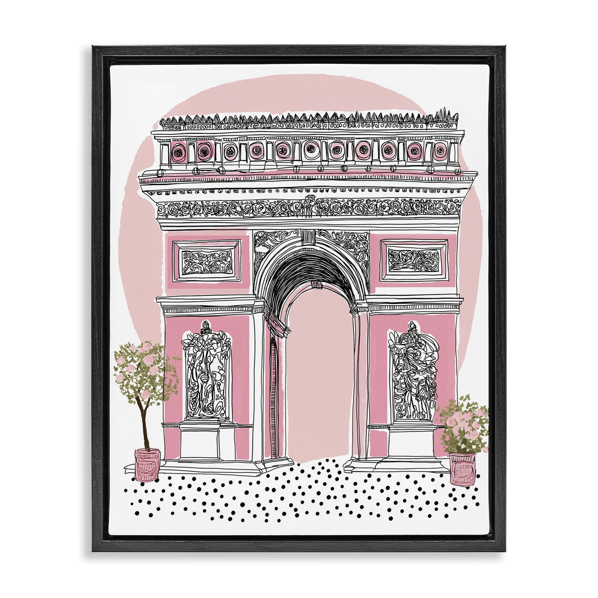 Stupell Industries 'Pink Neoclassical Archway', Floating Frame Canvas Art, Black, 25 x 31 Inches, Easy to Hang and Sturdy, Made in USA, by Jess Stempel
