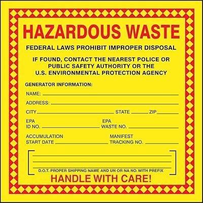 Accuform Hazardous Waste Adhesive-Poly Vinyl Label, Pack of 100, Legend
