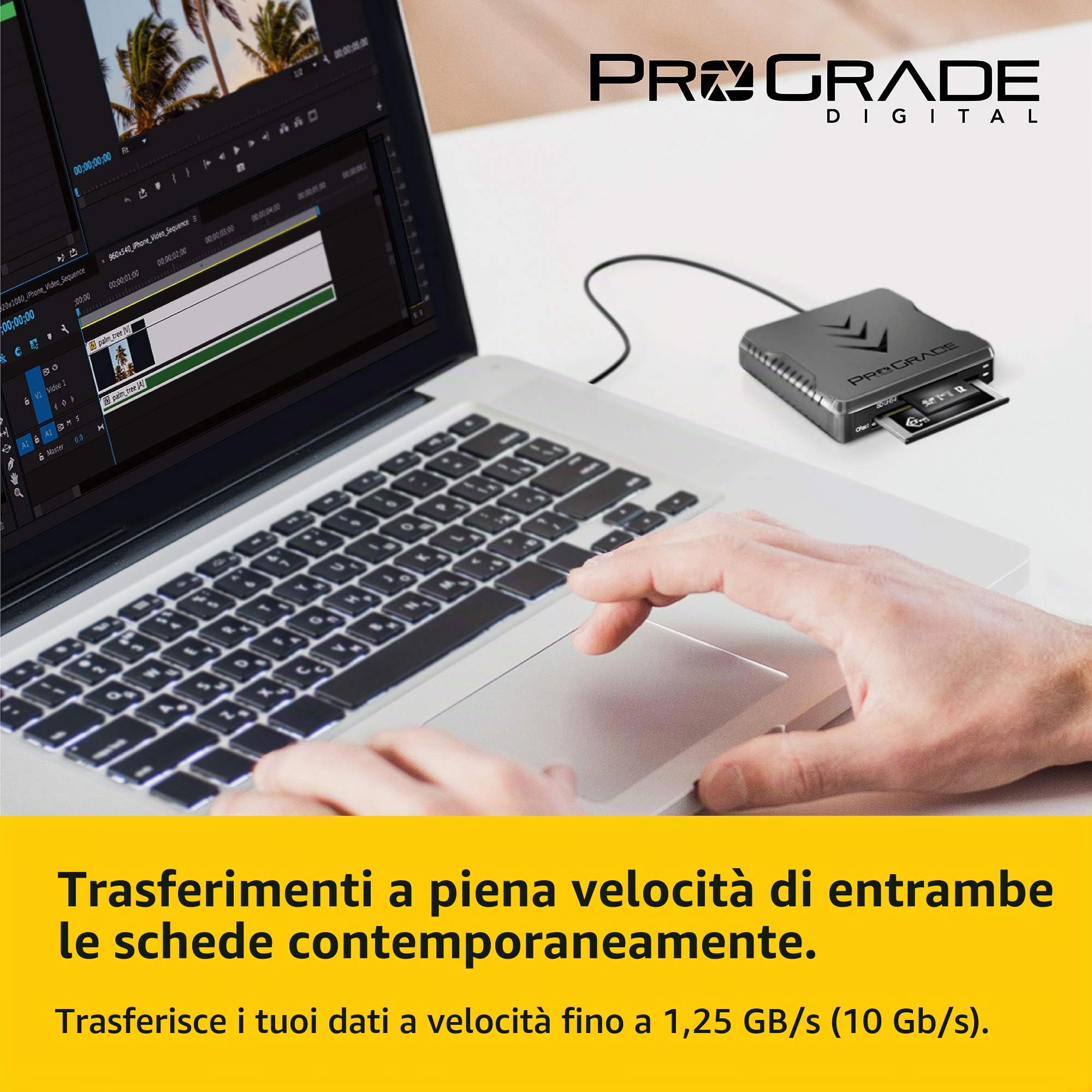 Lettore di schede di memoria CFast e SD UHS-II a doppio slot di ProGrade Digital | USB 3.2 Gen 2 per cineasti professionisti, fotografi e creatori di contenuti