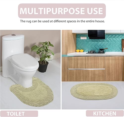 Miniatura 7 de Home Weavers Double Ruffle Collection - Alfombra de algodón absorbente, suave y lavable a máquina, 18 x 18 pulgadas, color salvia