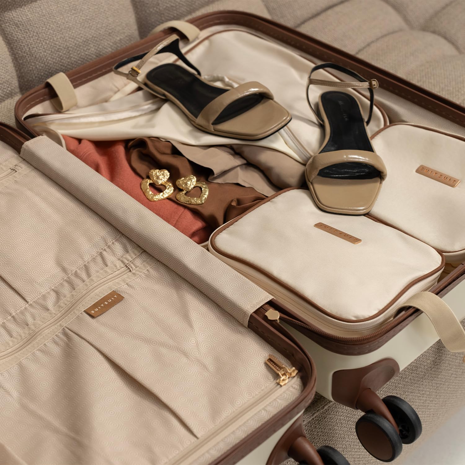 SUITSUIT Fab Seventies - Packing Cubes - Set Van 3 - Reiskoffer 66 cm - Koffer Organizer Set - Bagage Organizers - Wit