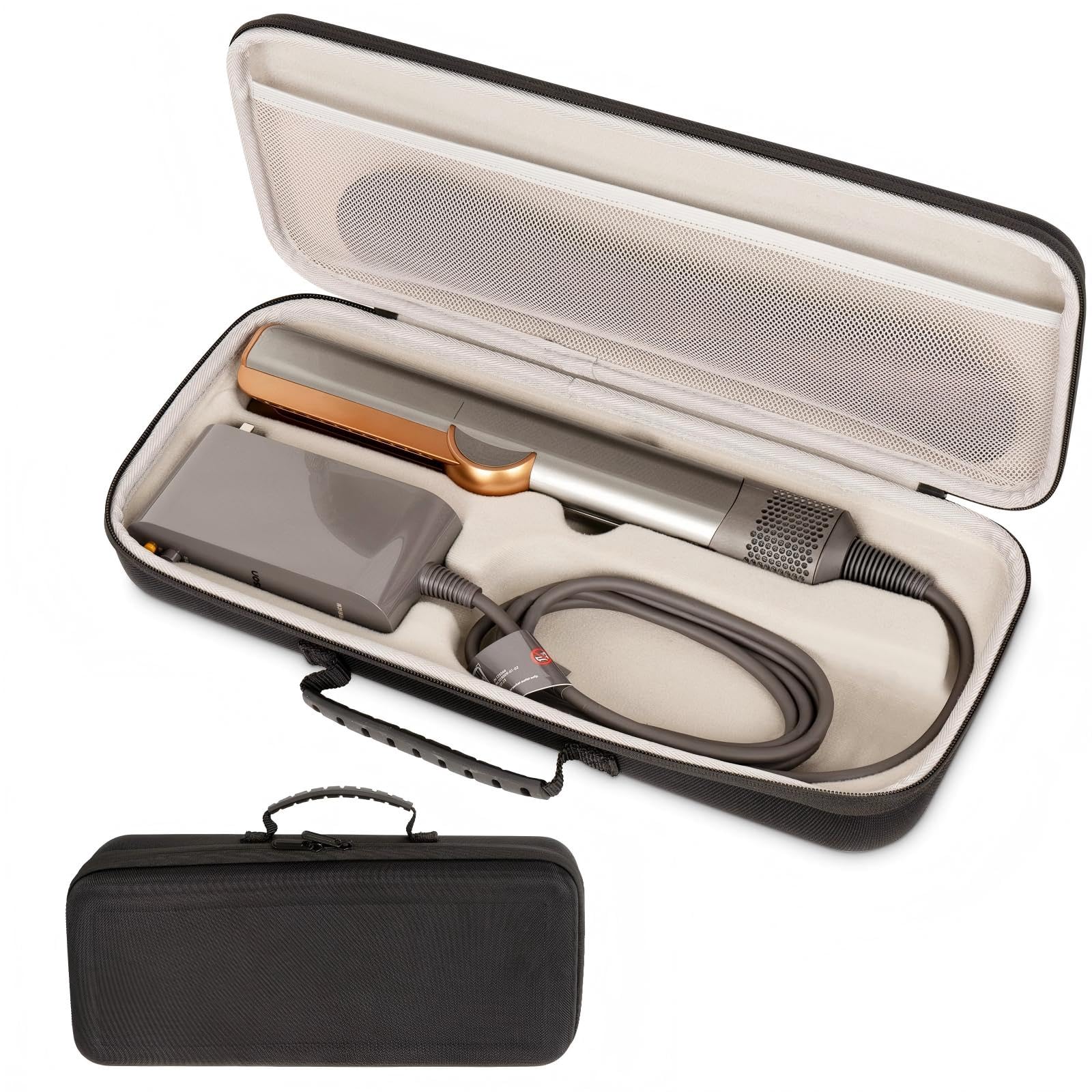 Hard Case for Dyson Airstrait HT01 & Power Supply, Dyson Airstrait Storage Case with Customized Space, Shockproof Waterproof Portable Travel Bag with Mesh Pocket for Straightener Accessories
