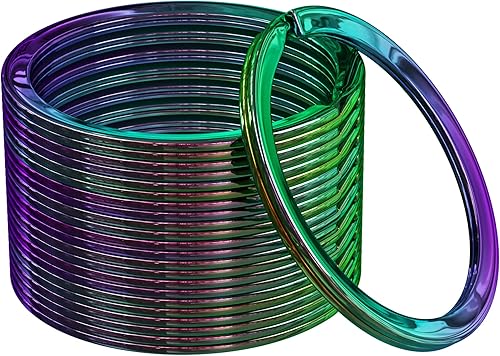 Miniatura 20 de Llaveros planos divididos a granel, resistente y resistente para automóvil, hogar, anillo de metal grande para perro, cordón para escuela, oficina