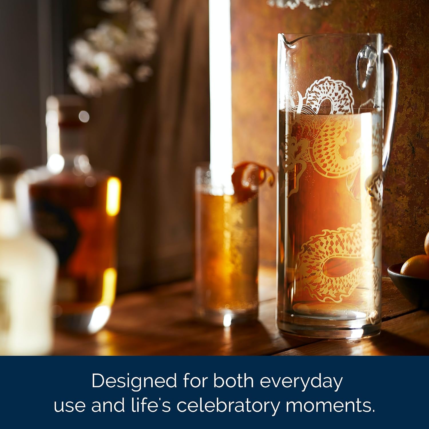Caskata Dragon Pitcher | Artisan Hand-Crafted Premium Crystal Pitcher | Unique Serving Piece Party Gift, Wedding, Birthday, Thanksgiving Party | 70 Oz