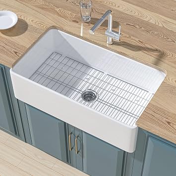 Extra Large White Farmhouse Sink 36 x 20 Inch, Firecaly Apron Front Undermount Farm Kitchen Sink Deep Single Bowl for Kitchen, w Accessories 2 Types, Fits MIN. Cabinet Size 24"Dx39"W